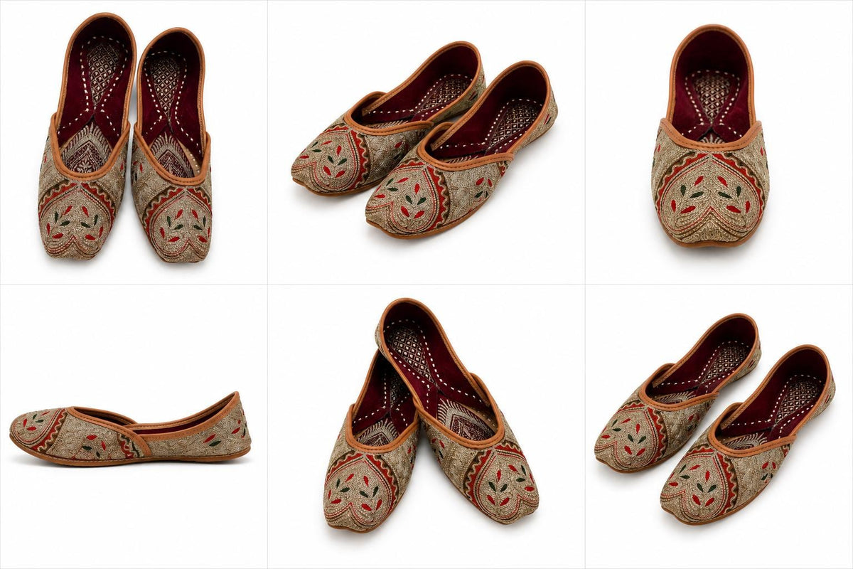 Multicolor Embroidered Punjabi Jutti – Handmade Leather Wedding Flats
