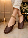 Brown Leather Punjabi Jutti for Women