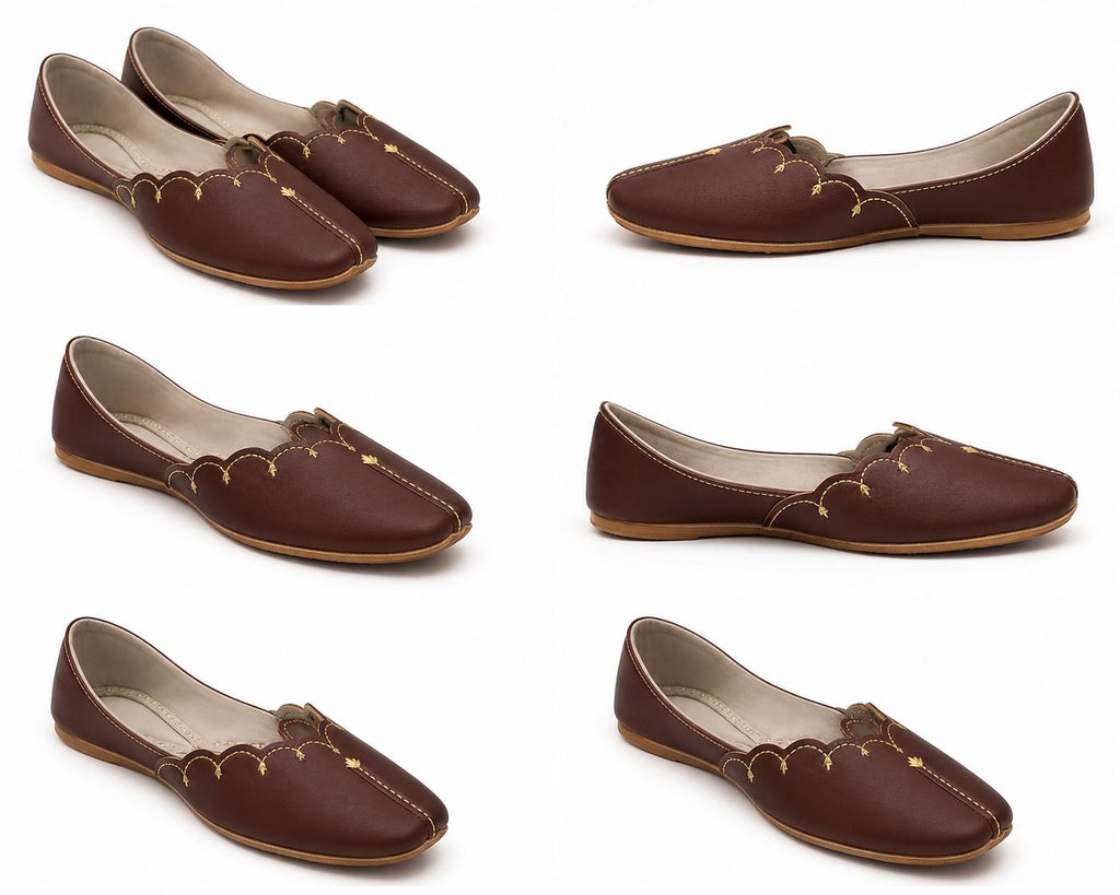 Brown Leather Punjabi Jutti for Women