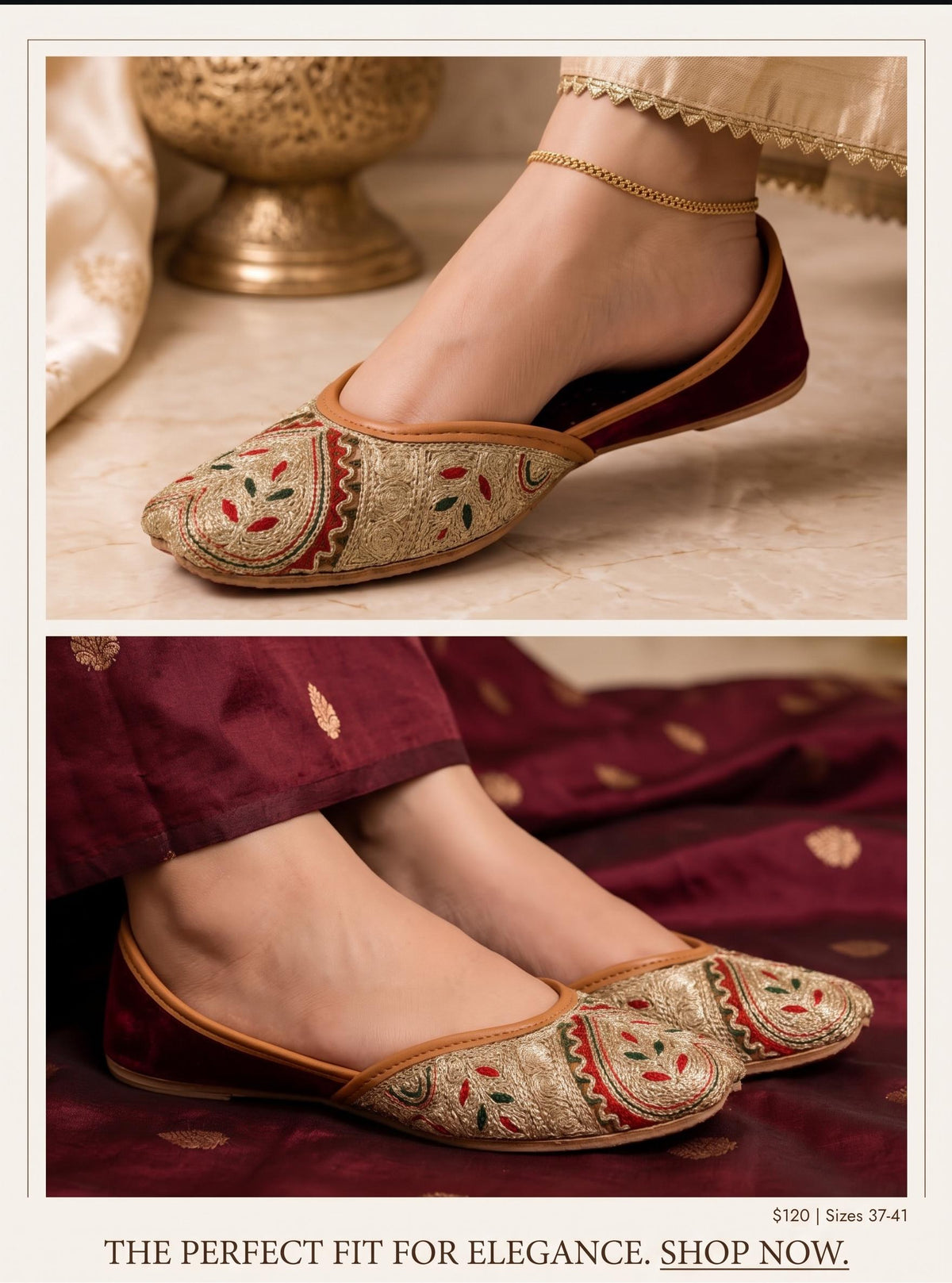 Multicolor Embroidered Punjabi Jutti – Handmade Leather Wedding Flats